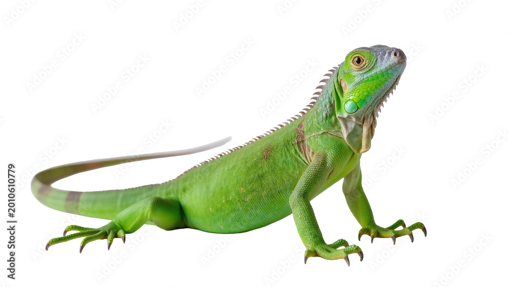 Obraz premium Green Iguana Reptile with Scaly Skin and Long Tail