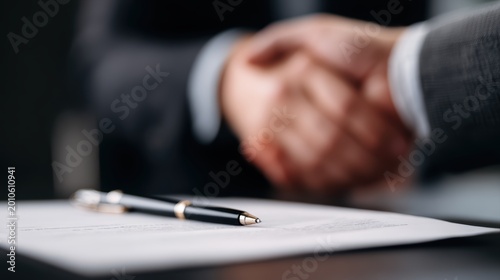 Business contract signing with lawyer, agreement and legal protection concept