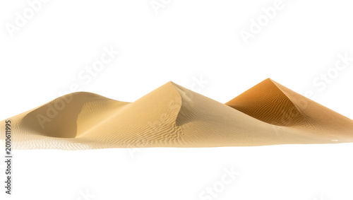 Foto Sandy desert dunes landscape with rolling hills and sunlit peaks