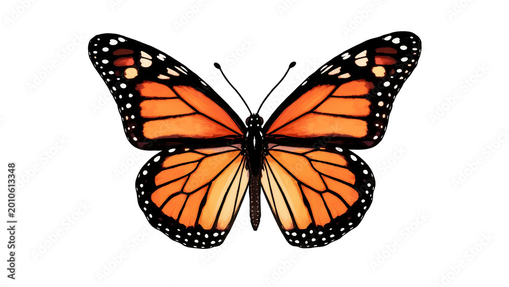 Fototapeta premium Vibrant Monarch Butterfly with Orange Wings and Black Veins