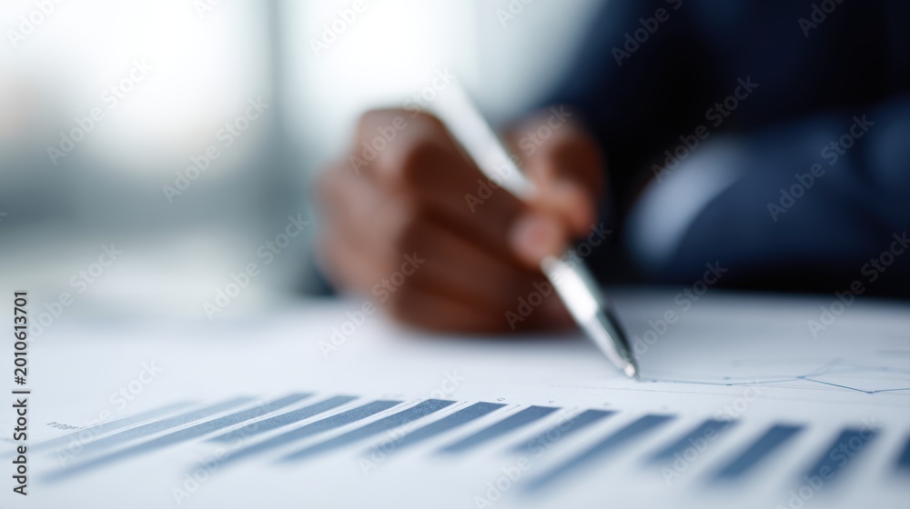 Fototapeta premium Stock market data analysis, businessman checking charts