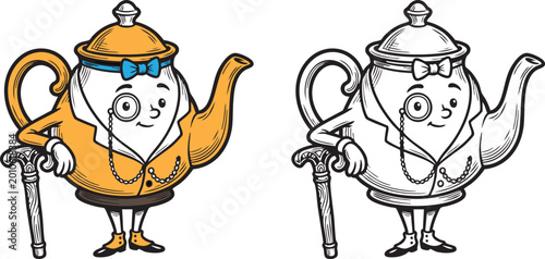 Foto Set of Professional Cartoon Character Illustrations Featuring Vintage Gentleman