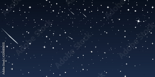 Tableau sur toile starry night sky with shooting stars dark blue background