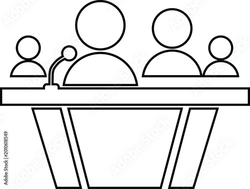 Panel discussion with microphone and audience