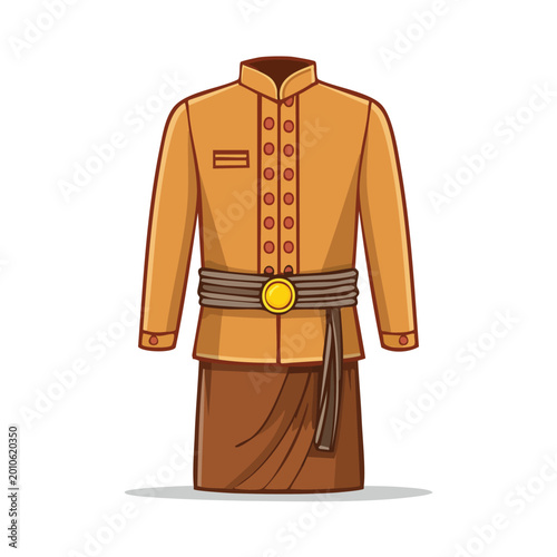 Traditional indonesian outfit illustration isolated on white background
