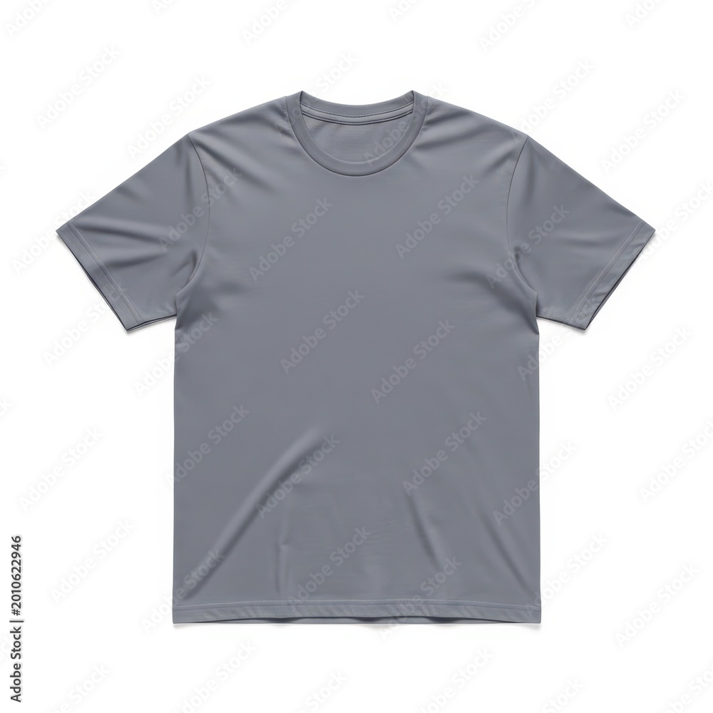 Naklejka premium Plain gray crew neck t-shirt isolated on a white background, for apparel branding, and mockup