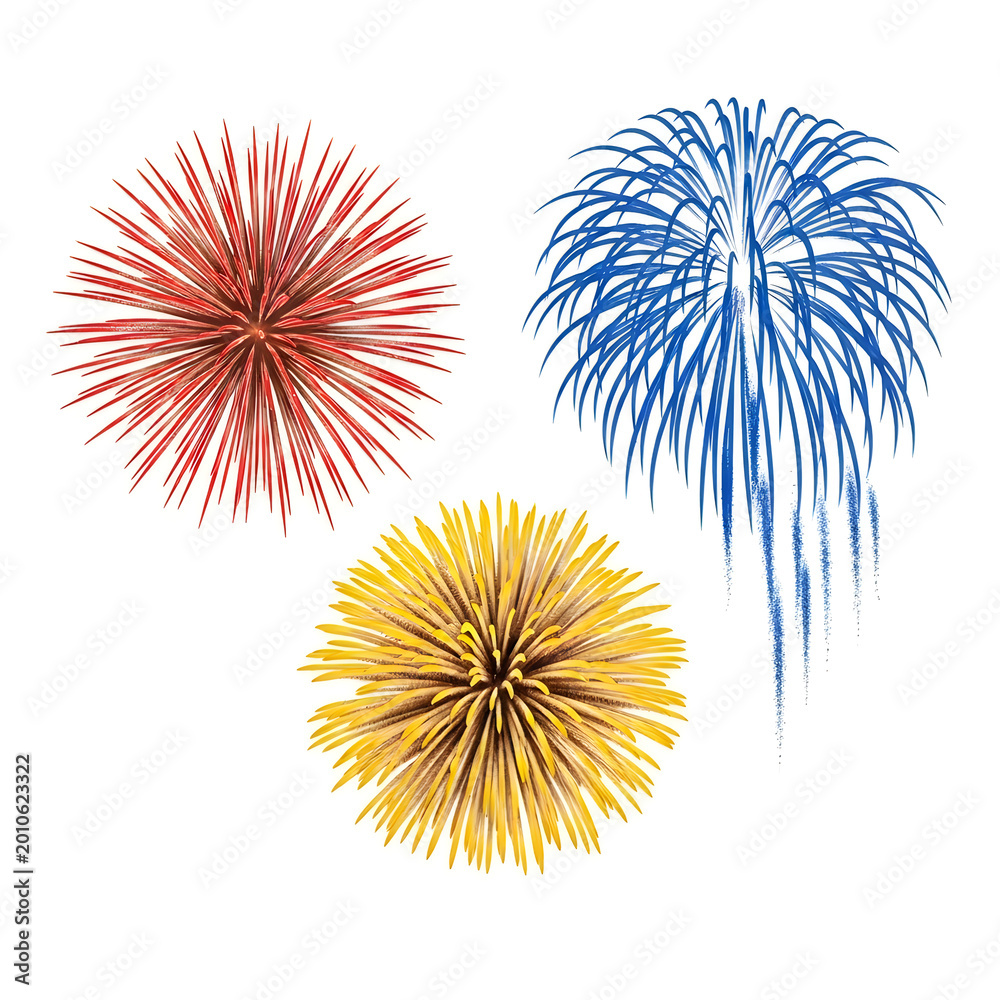 Obraz premium Vibrant particle simulations of exploding fireworks in motion
