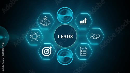 Inbound lead generation concept. Businessman using laptop with lead generation icon on virtual screen. Planning to build the interest in a product or service and turning interest into a sale.4k