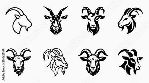 Black and white goat head illustrations.