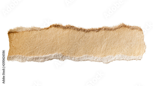 Photos Rough torn brown paper strip with frayed edges, isolated on transparent backgrou