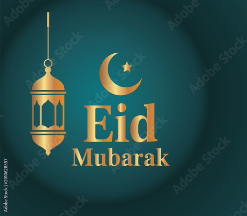 Photos Eid Mubarak, Islamic greeting, Ramadan celebration, gold lantern icon, crescent