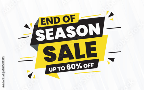 End of Season Sale Banner with Up to 60% Off  Bold Geometric Promotional Design