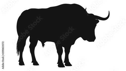 Tableau sur toile Wildebeest silhouette against a white background african wildlife illustration h