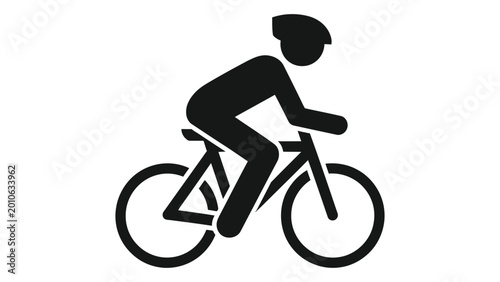 Bild auf Leinwand Cyclist silhouette icon black and white vector illustration of a bicycle rider