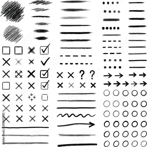 Hand drawn sketch elements collection lines shapes and symbols for design