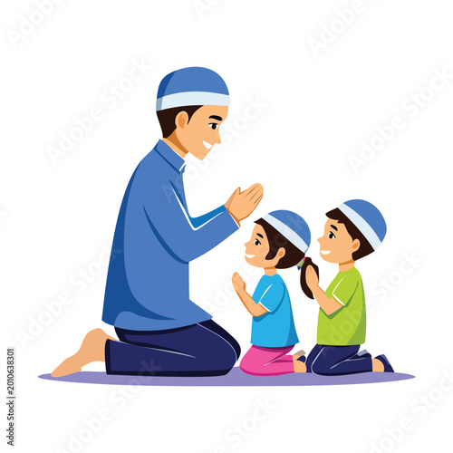 Family praying together with focus on the importance of worship and faith