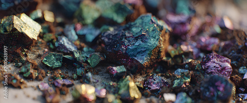 Small heap of minerals mined from a rare earth deposit