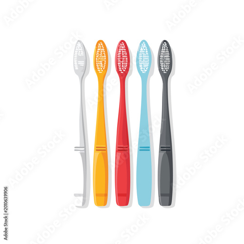 Colorful toothbrushes isolated on white background for dental healthcare concepts