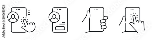 Foto Mobile interface interaction icons showing touch and login actions