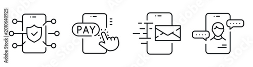 Photography Mobile phones displaying security and messaging app icons