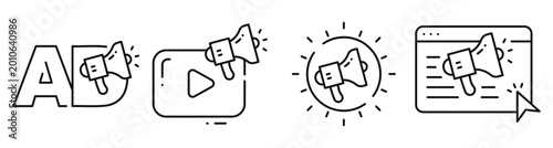 Obraz na plátně Advertising icons showing megaphones across digital interface