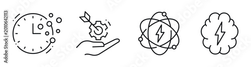 Принти на полотні Time and idea icons representing productivity focus and creative energy