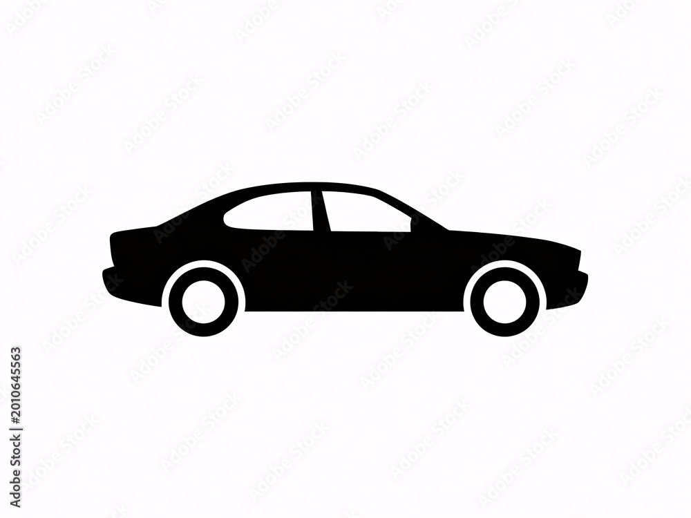 Fototapeta premium Car icon for transportation and automotive concepts, simple vector silhouette