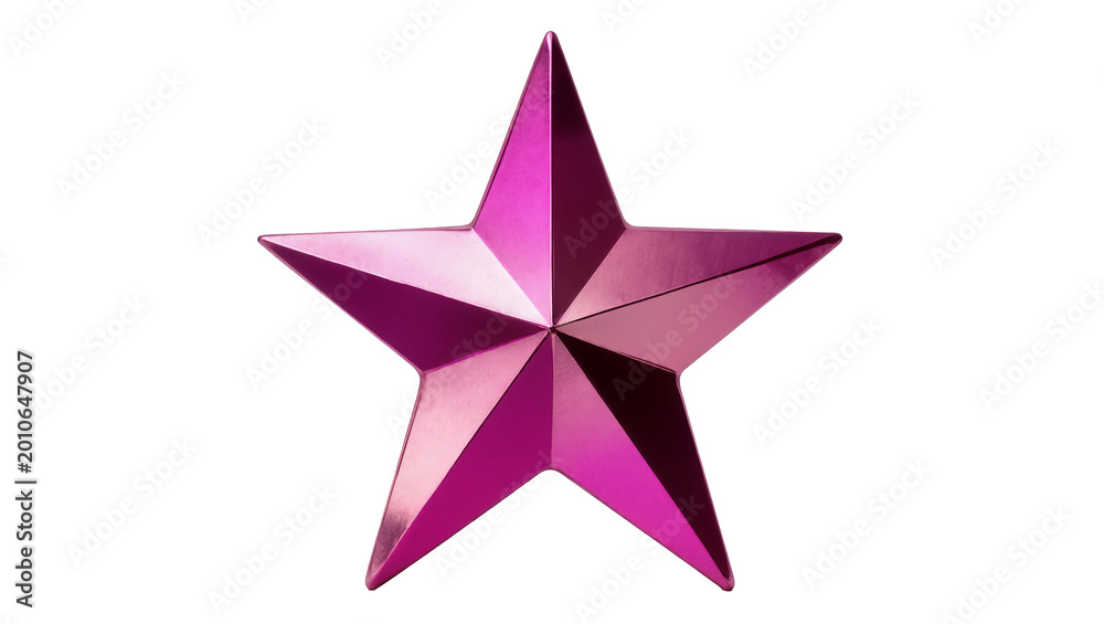 Obraz premium Metallic magenta star shape with reflective surface