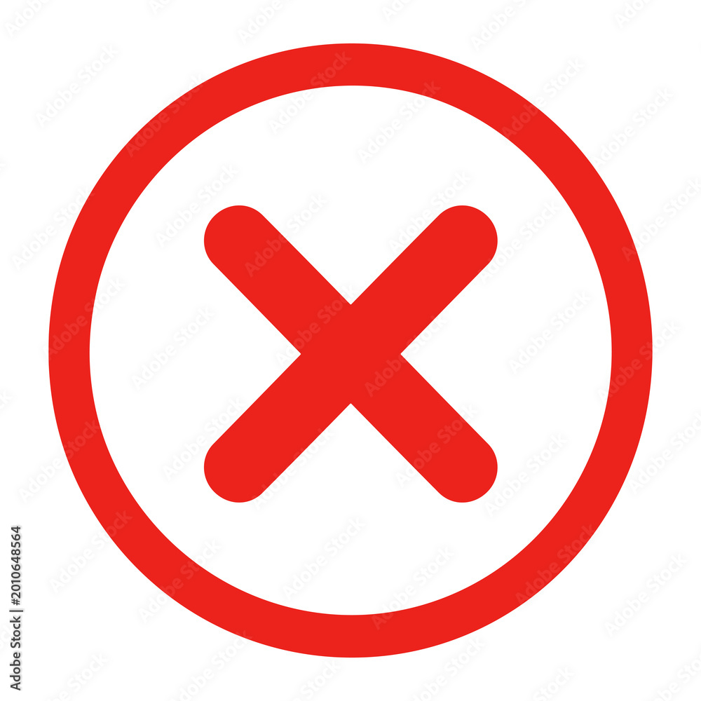 Obraz premium Red x icon. Bold red cross mark symbol on transparent background. 