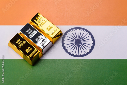 Gold and silver bullion or ingots as metals for bank storage, investments. Gold and silver bars
