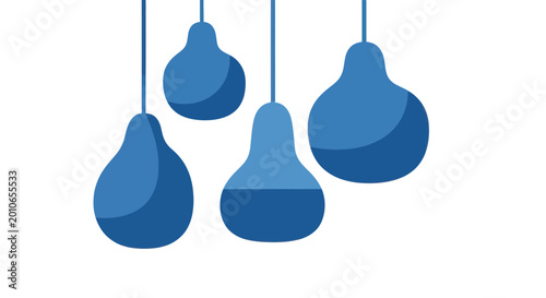 Fotografia Four blue pear-shaped hanging lamps with different fill levels