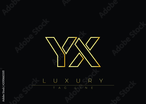 YX Golden Modern Luxury Logo Design. This logo Conveying premium branding, minimalist luxury and modern geometric typography for corporate identity, product packaging and stylish design.