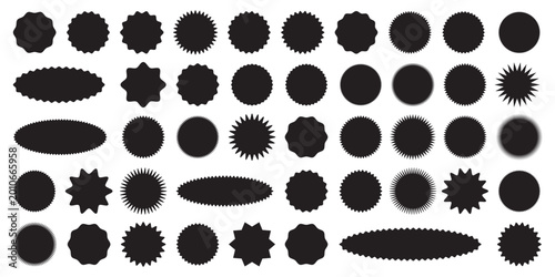 Fotografie Set of  black starburst, sunburst badges, Sale sticker, price tag, starburst icon set , Circle sticker set