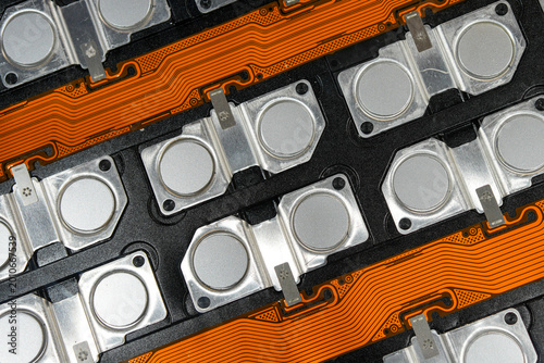 Fotografie EV battery pack modules with CCS busbar system for parallel lithium cells close-