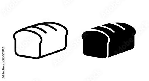 Tableau sur toile Loaf Bread Icons, Bakery Food Graphics, Simple Baked Goods Vector Set