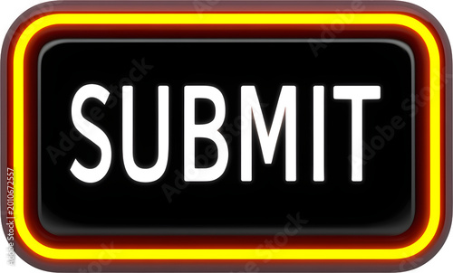rectangular digital touchscreen-style SUBMIT button for digital interface UX design, isolated graphic
