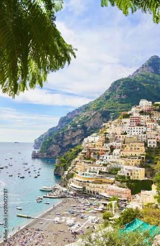 Positano Italy in southern Italy on the Amalfi Coast and Tyrrhenian Sea 
