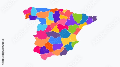 Bild auf Leinwand Clean Flat Color Map of Spain - High Resolution 4K Geography