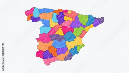 Bild auf Leinwand Elegant Pencil Sketch Map of Spain - High Resolution 4K Geography