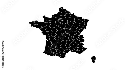 Minimalist Black and White Map of France - High Resolution 4K Geography