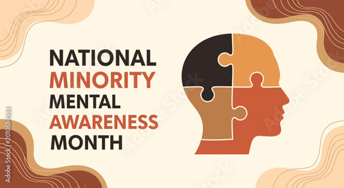 Photos National Minority Mental Awareness Month conceptual illustration with puzzle head