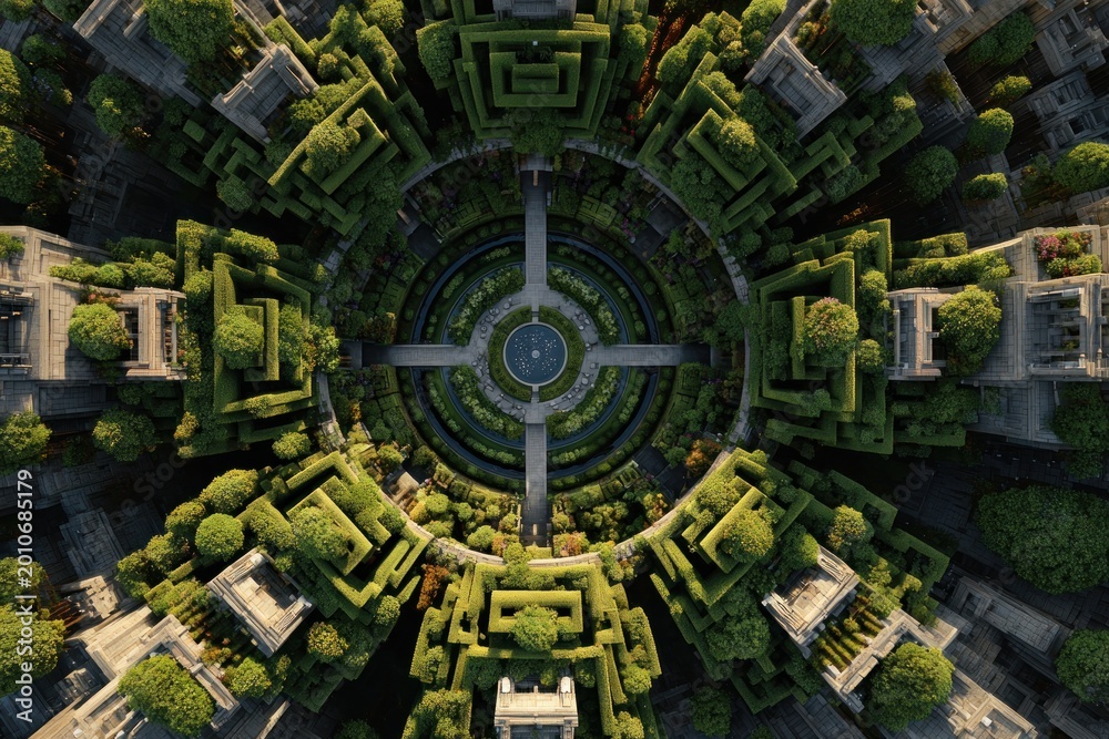 Fototapeta premium Symmetrical Urban Garden Design