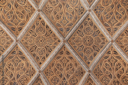 Renaissance Ornate Vaulted Ceiling Detail - Geometric Diamond Pattern Tracery
