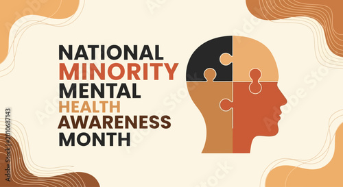 Tableau sur toile National Minority Mental Health Awareness Month graphic design.