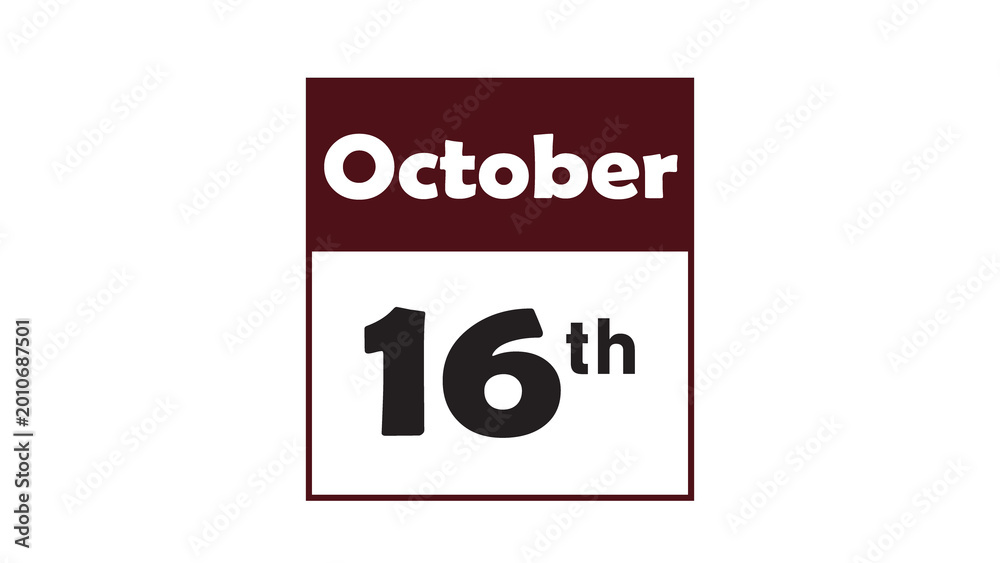 Obraz premium October 16th daily calendar icon vector illustration in minimalist style