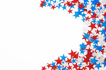 Red white blue glitter star confetti border