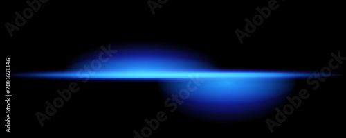 Tableau sur toile Bright blue light wave with radiant shine, glowing streaks and smooth blur, abst