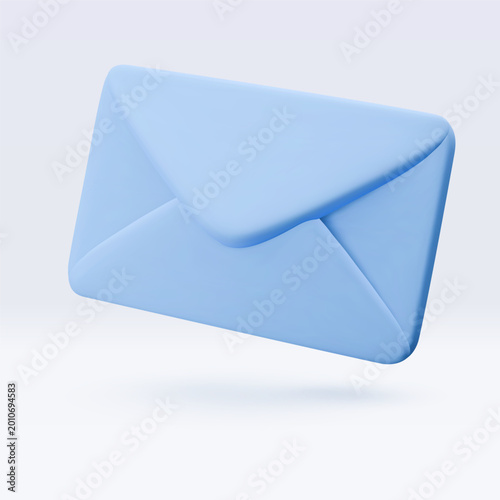 Vector 3d render envelope icon isolated on white. Message notification, mail, newsletter subscriptions, business documents, email services. Cute illustration for banner, web, social media, app