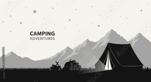 Bild auf Leinwand Camping tent set up in the wilderness for outdoor adventure.