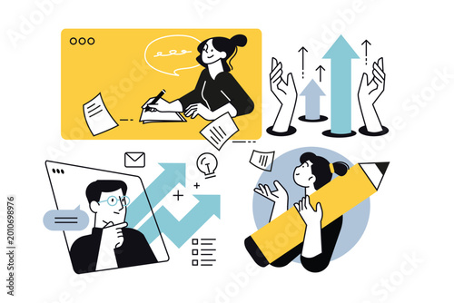 Cuadro en lienzo Creative banners of business strategy and planning, creative brief
